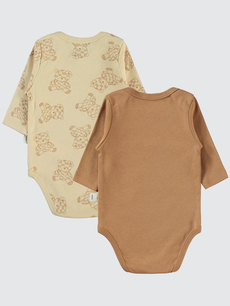 Civil Baby Cute Bear Baskılı 3-18 Çıtçıtlı Badi - Kahverengi