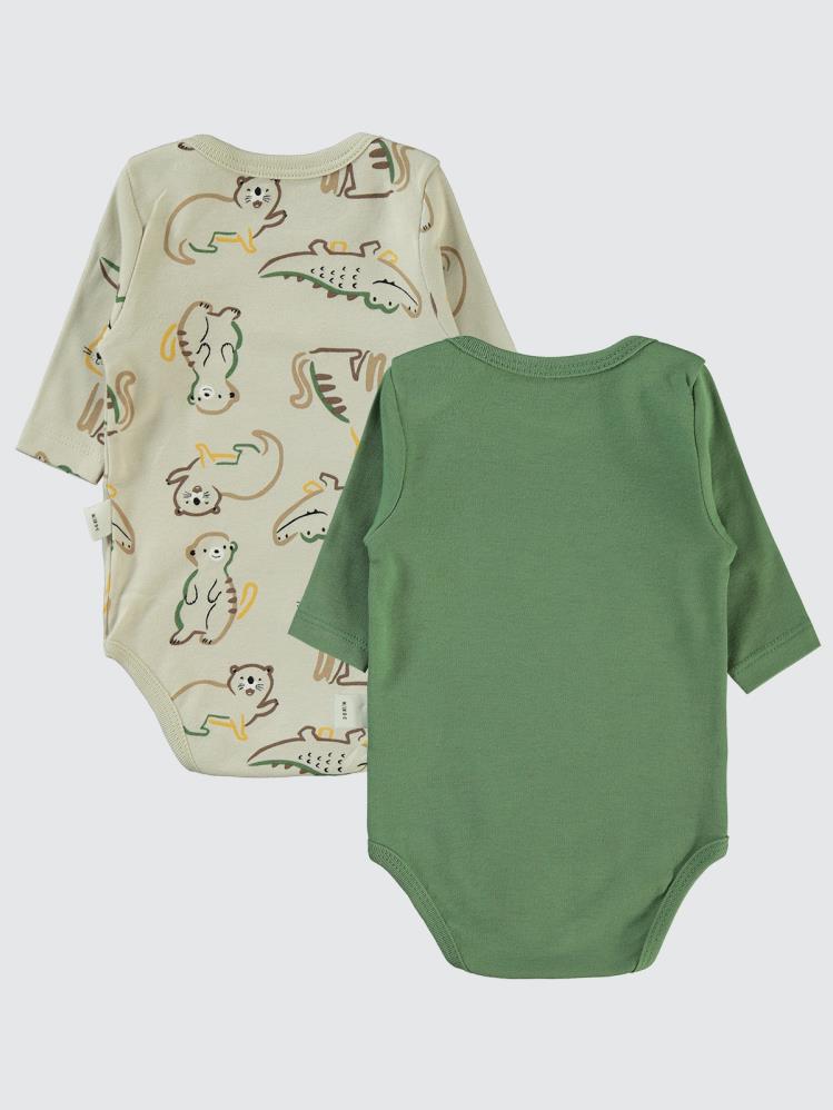 Civil Baby Renkli Hayvanlar Baskılı 3-18 Çıtçıtlı Badi - Yeşil