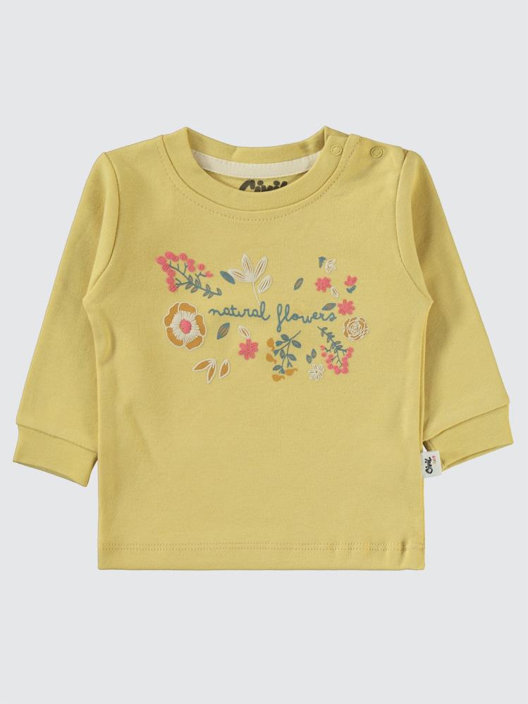 Civil Baby Natural Flowers Baskılı 6-18 Sweatshirt - Hardal