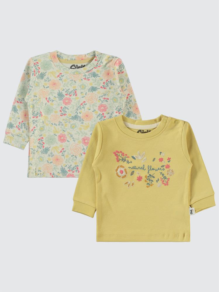 Civil Baby Natural Flowers Baskılı 6-18 Sweatshirt - Hardal