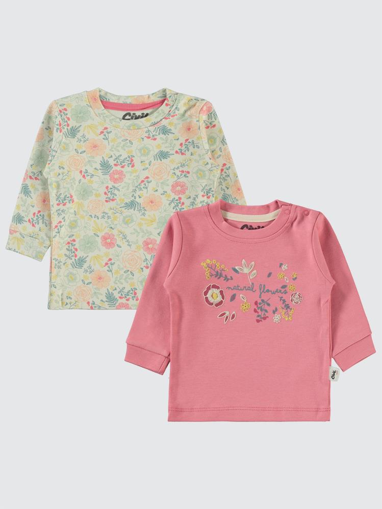 Civil Baby Natural Flowers Baskılı 6-18 Sweatshirt - Pembe