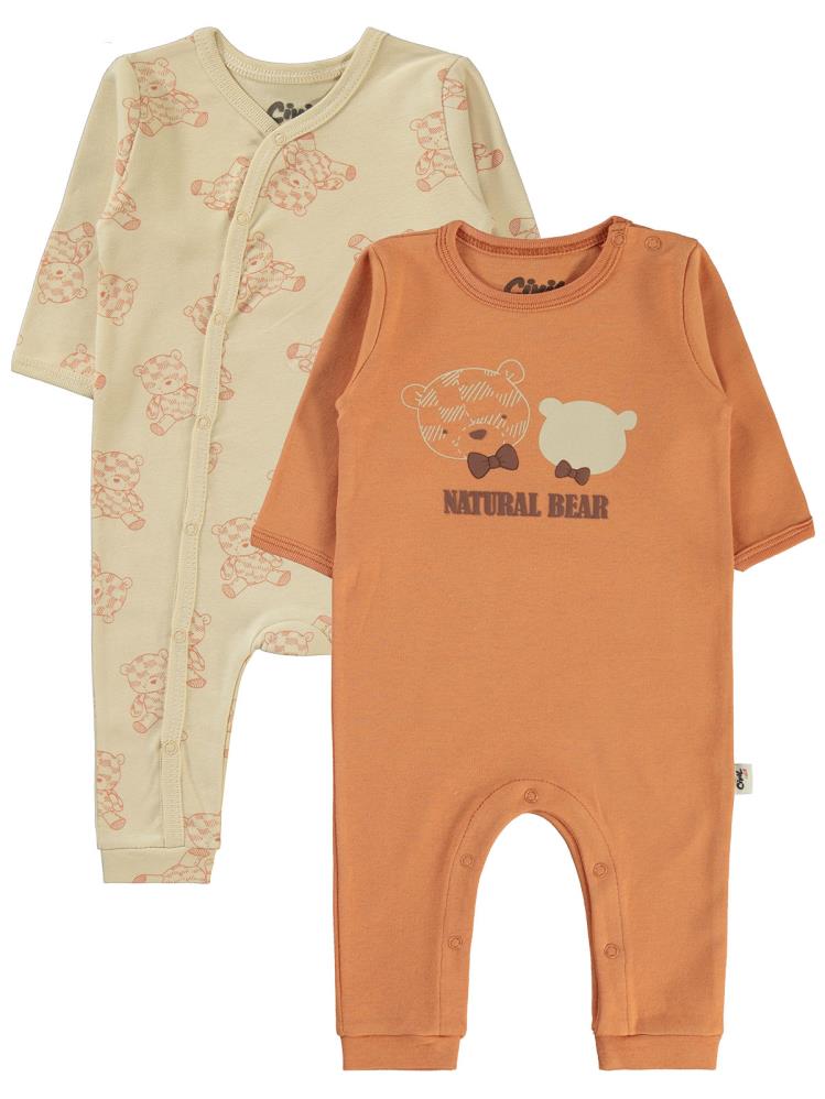 Civil Baby Natural Bear Baskılı 3-9 Tulum - Turuncu