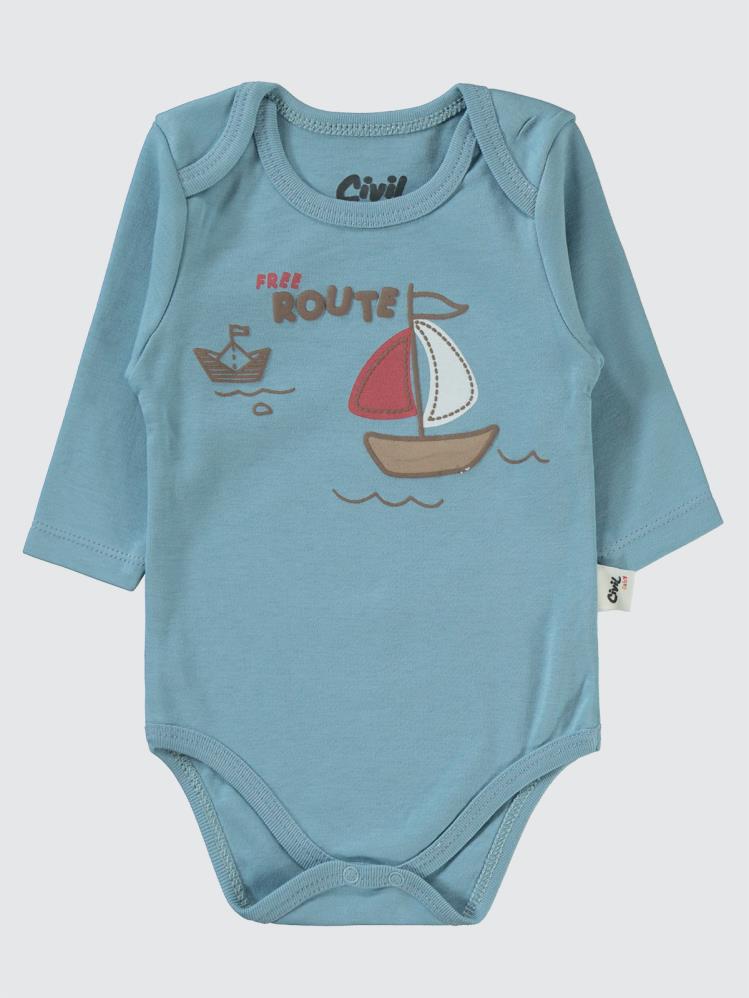 Civil Baby Colored Fıgures Baskılı 3'lü 6-18 Takım - Mavi
