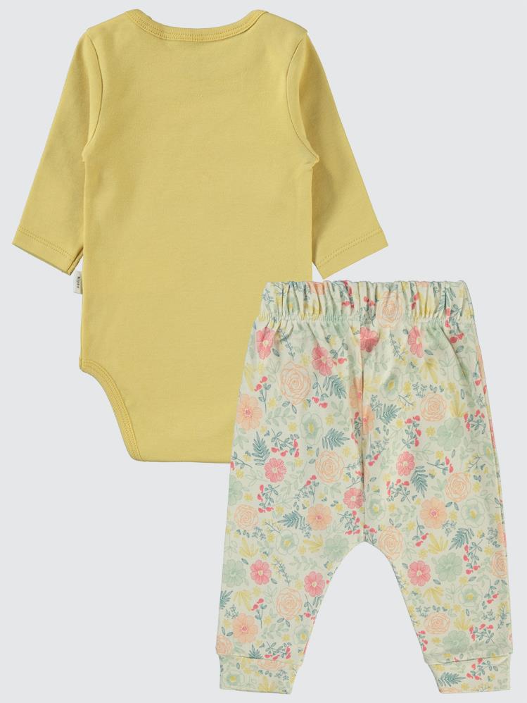 Civil Baby Natural Flowers Baskılı 3'lü 6-18 Takım - Hardal