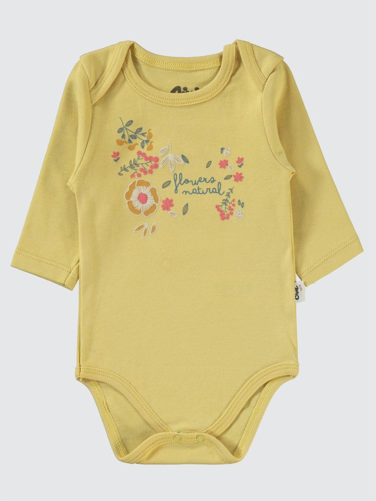 Civil Baby Natural Flowers Baskılı 3'lü 6-18 Takım - Hardal