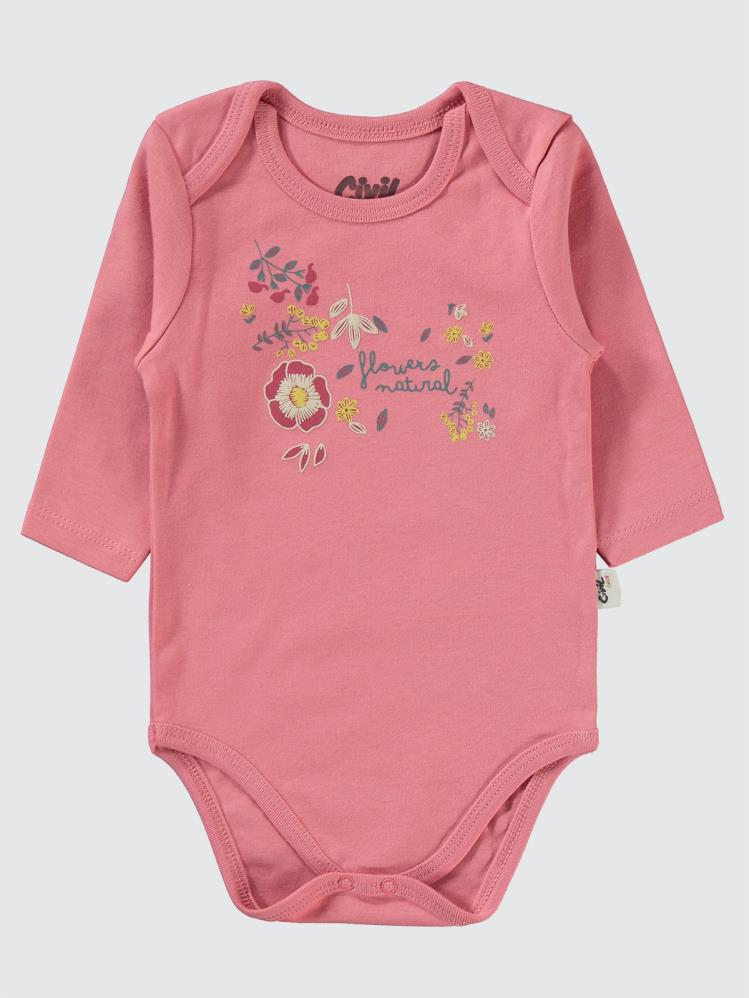 Civil Baby Natural Flowers Baskılı 3'lü 6-18 Takım - Pembe