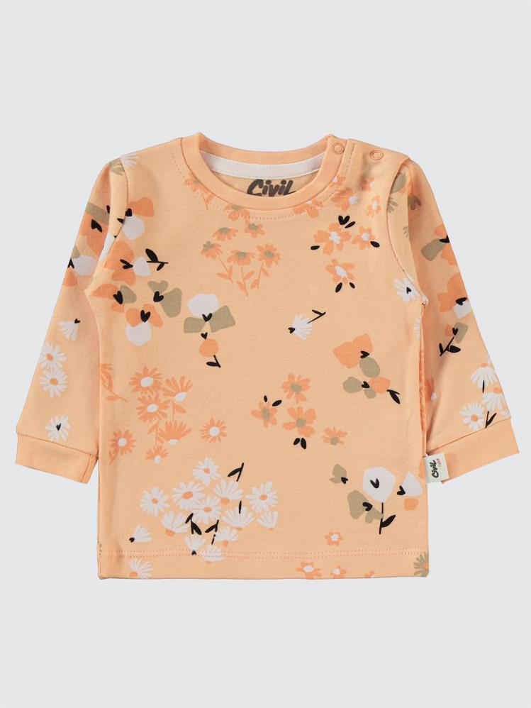 Civil Baby Flowery Baskılı 6-18 Sweatshirt - Pudra