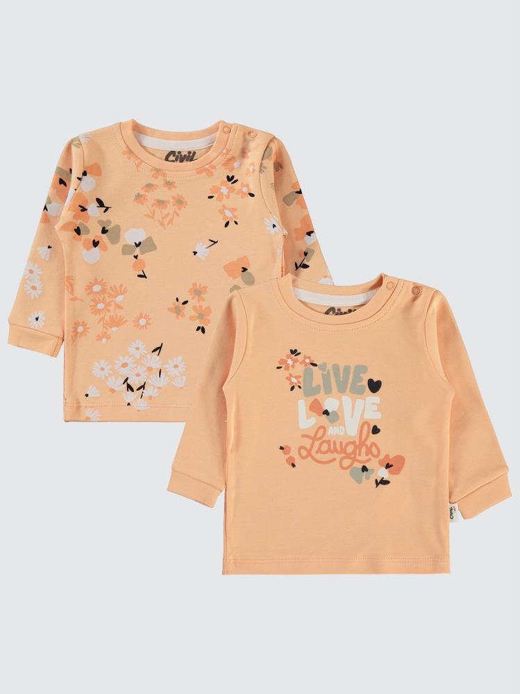 Civil Baby Flowery Baskılı 6-18 Sweatshirt - Pudra