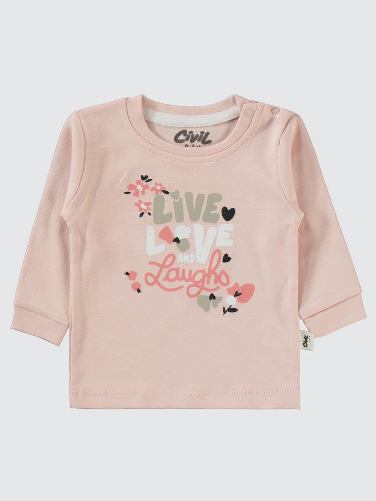 Civil Baby Flowery Baskılı 6-18 Sweatshirt - Pudra