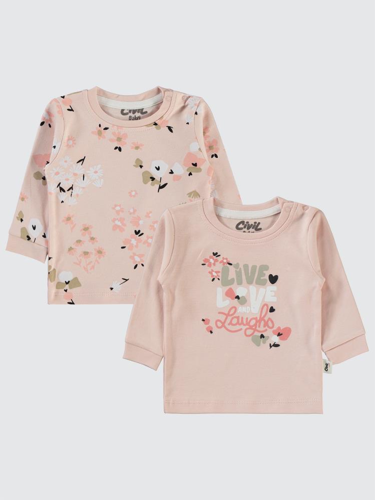 Civil Baby Flowery Baskılı 6-18 Sweatshirt - Pudra