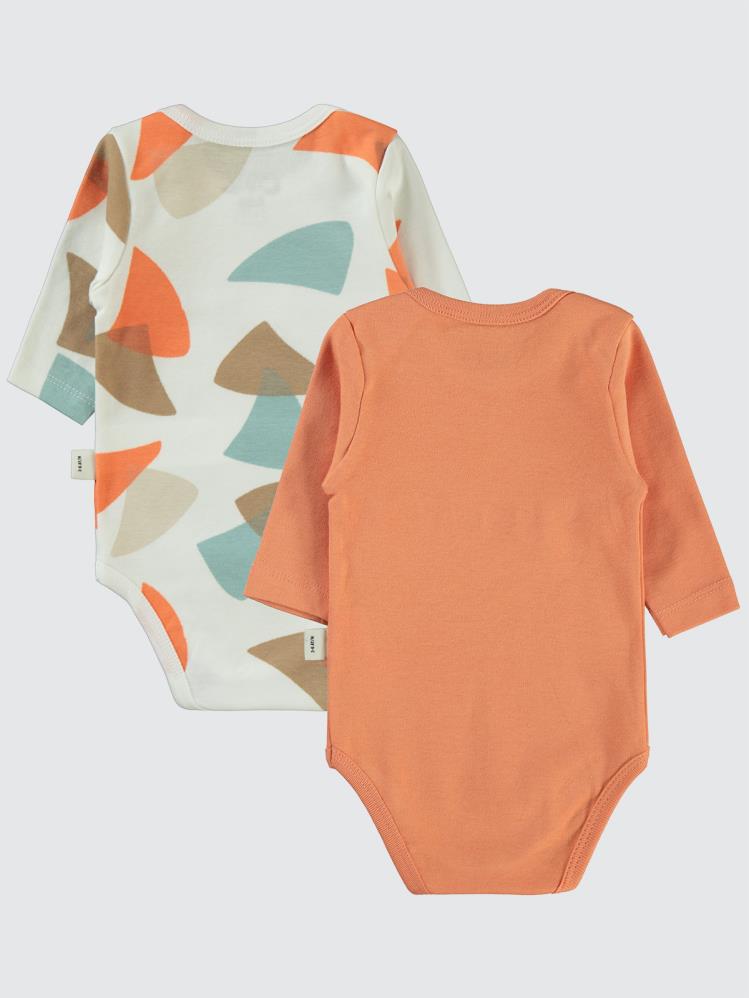 Civil Baby Colored Fıgures Baskılı 3-18 Çıtçıtlı Badi - Turuncu