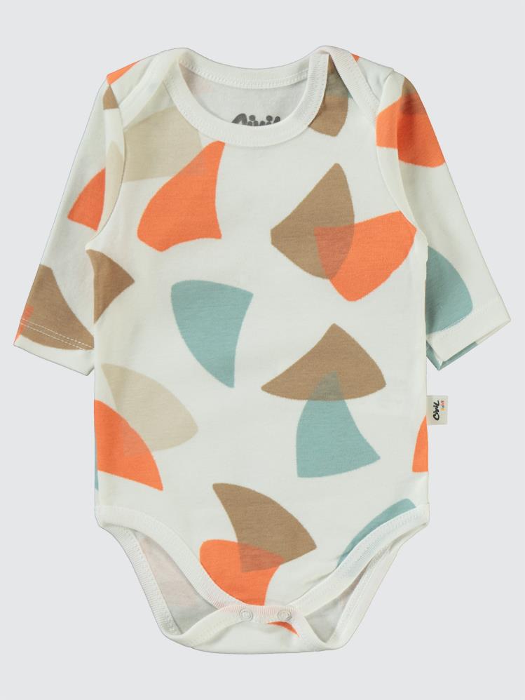 Civil Baby Colored Fıgures Baskılı 3-18 Çıtçıtlı Badi - Turuncu