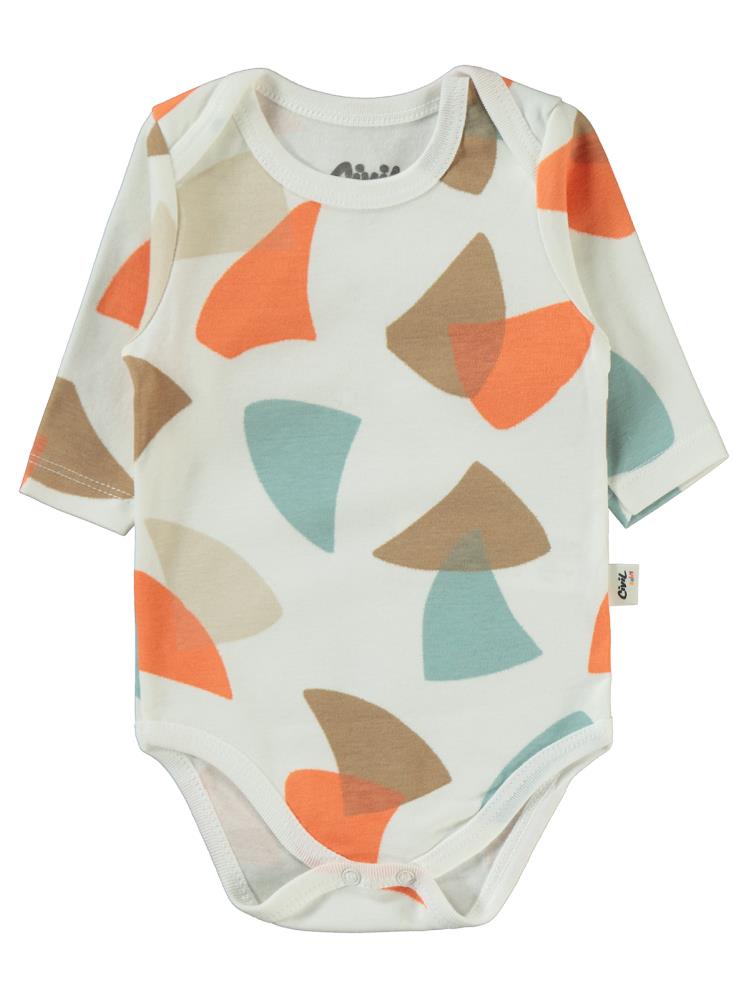 Civil Baby Colored Fıgures Baskılı 3-18 Çıtçıtlı Badi - Turuncu