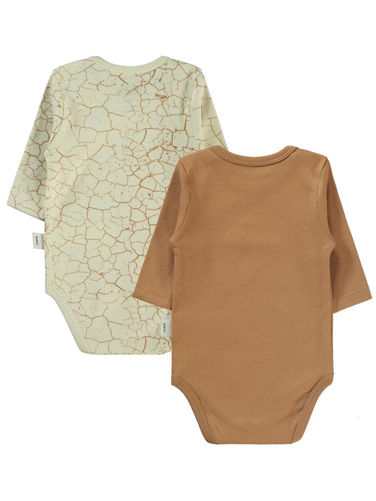 Civil Baby Crack Pattern Baskılı 3-18 Çıtçıtlı Badi - Kahve