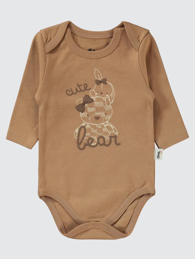 Civil Baby Cute Bear Baskılı 3'lü 6-18 Takım - Kahverengi