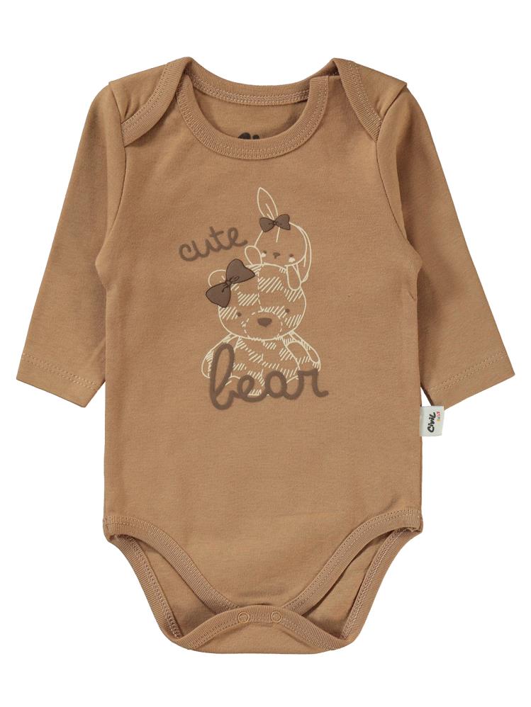 Civil Baby Cute Bear Baskılı 3'lü 6-18 Takım - Kahverengi
