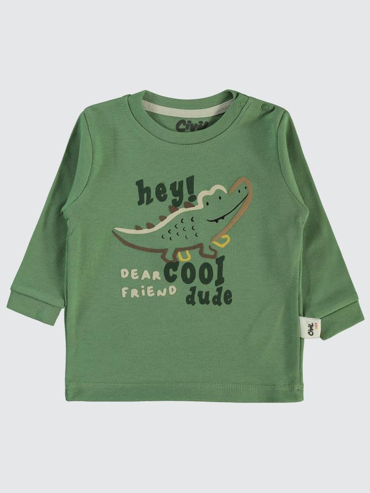 Civil Baby Renkli Hayvanlar Baskılı 6-18 Sweatshirt - Yeşil