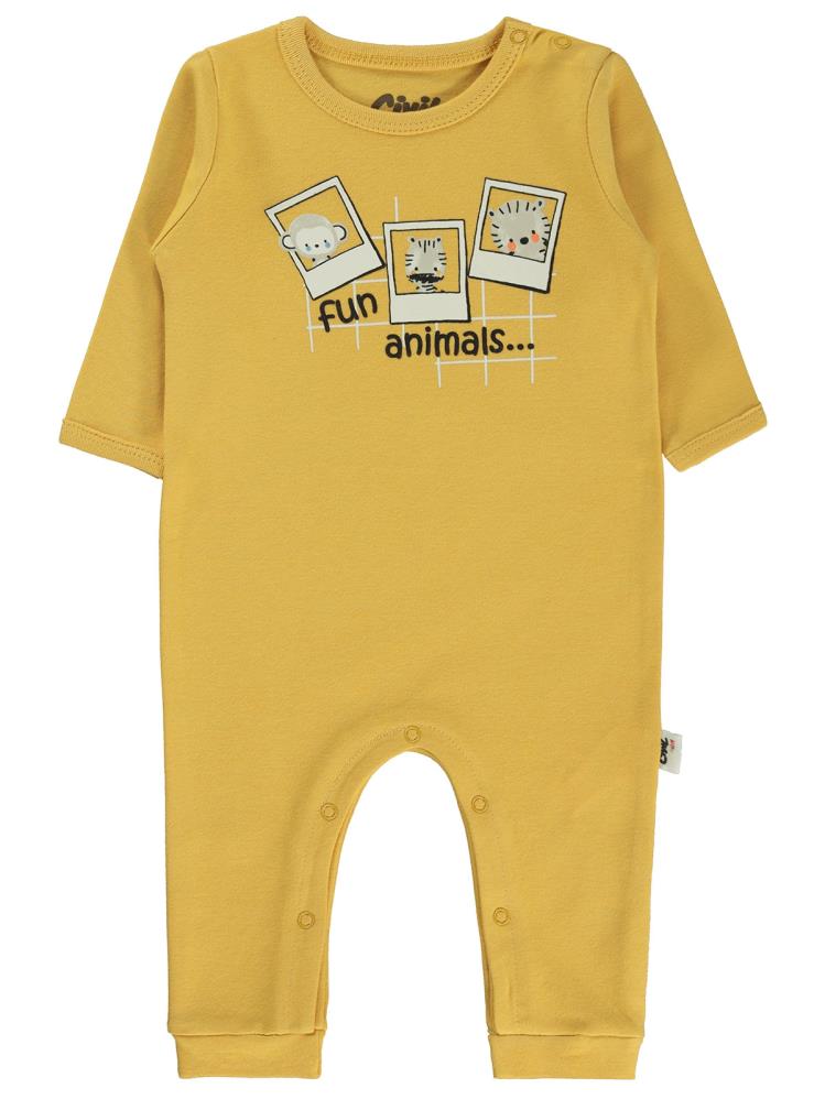 Civil Baby Fun Animals Baskılı 3-9 Ay Tulum - Hardal