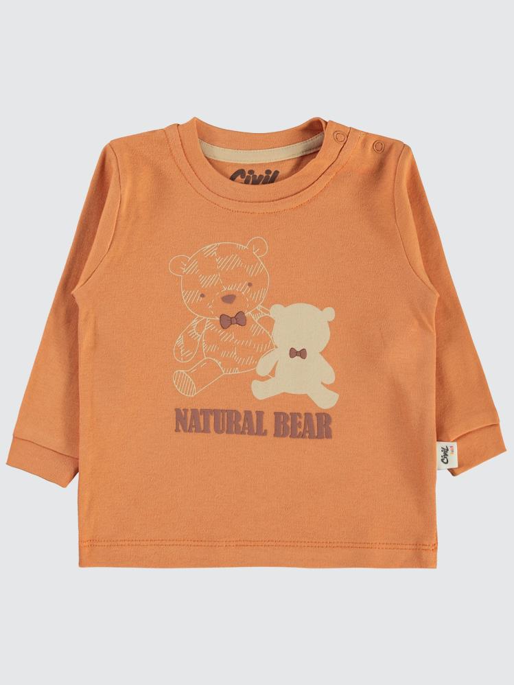 Civil Baby Natural Bear Baskılı 6-18 Sweatshirt - Turuncu