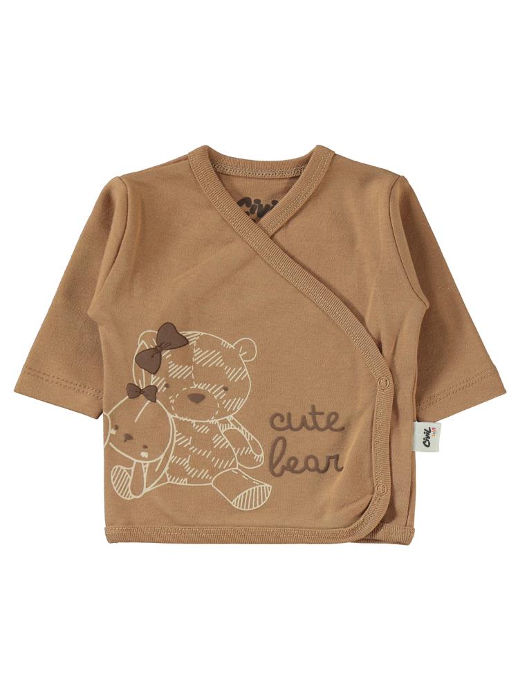 Civil Baby Cute Bear Baskılı 4'lü Zıbın Takımları - Kahve