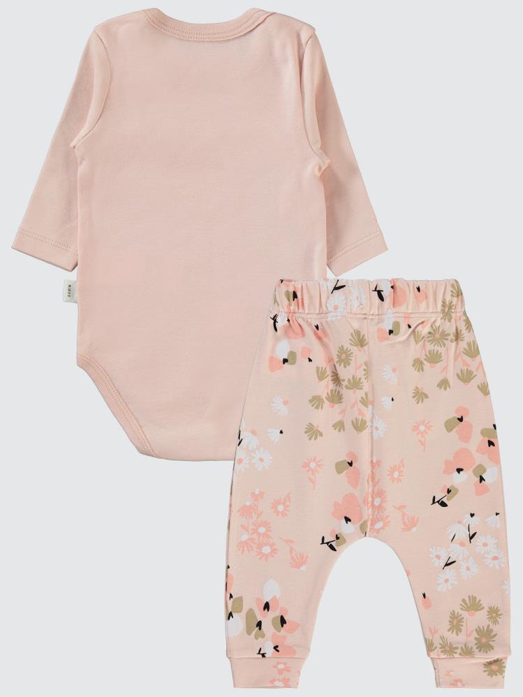 Civil Baby Flowery Baskılı 3'lü 6-18 Takım - Pudra