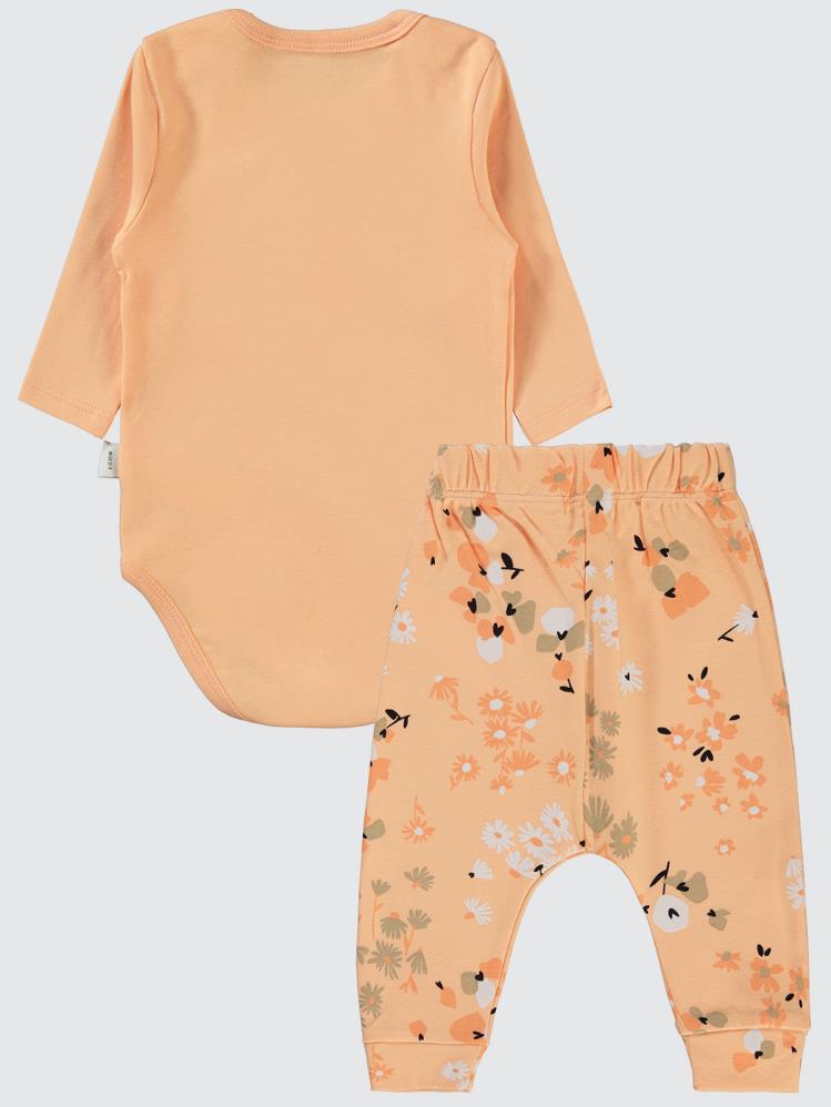 Civil Baby Flowery Baskılı 3'lü 6-18 Takım - Pudra