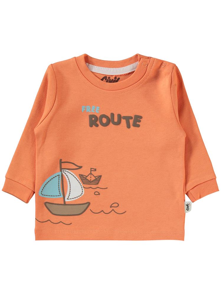 Civil Baby Colored Fıgures Baskılı 6-18 Sweatshirt - Turuncu