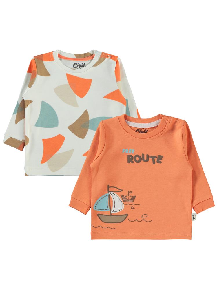 Civil Baby Colored Fıgures Baskılı 6-18 Sweatshirt - Turuncu