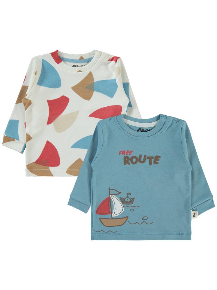 Civil Baby Colored Fıgures Baskılı 6-18 Sweatshirt - Mavi