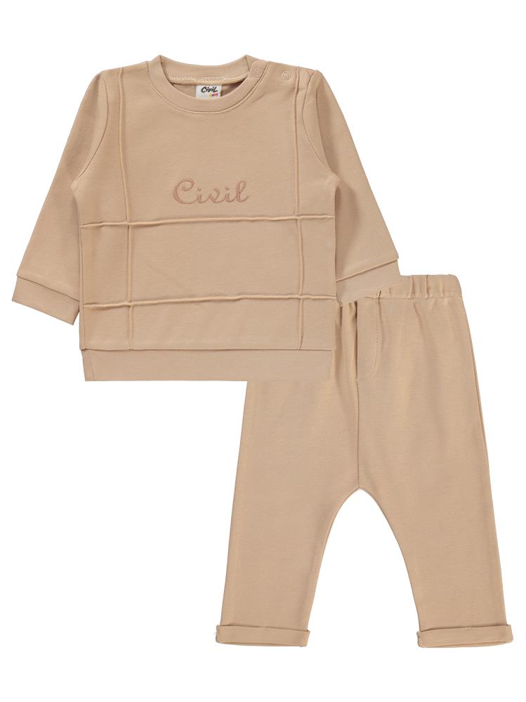 Civil Baby Civil Nakışlı 6-18 Ay Takım - Bej