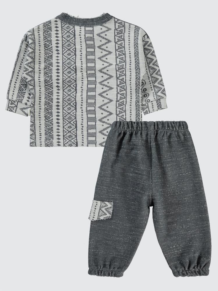 Civil Baby Düğmeli Sweat 6-18 Ay Takım - Gri