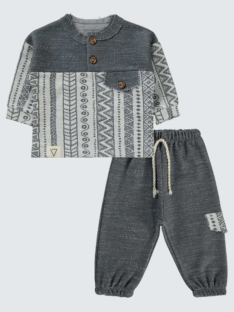 Civil Baby Düğmeli Sweat 6-18 Ay Takım - Gri