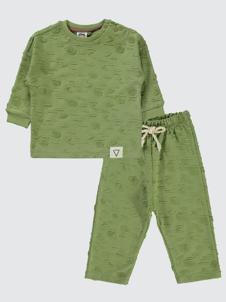 Civil Baby Kabartma Baskılı 6-18 Ay Takım - Yeşil