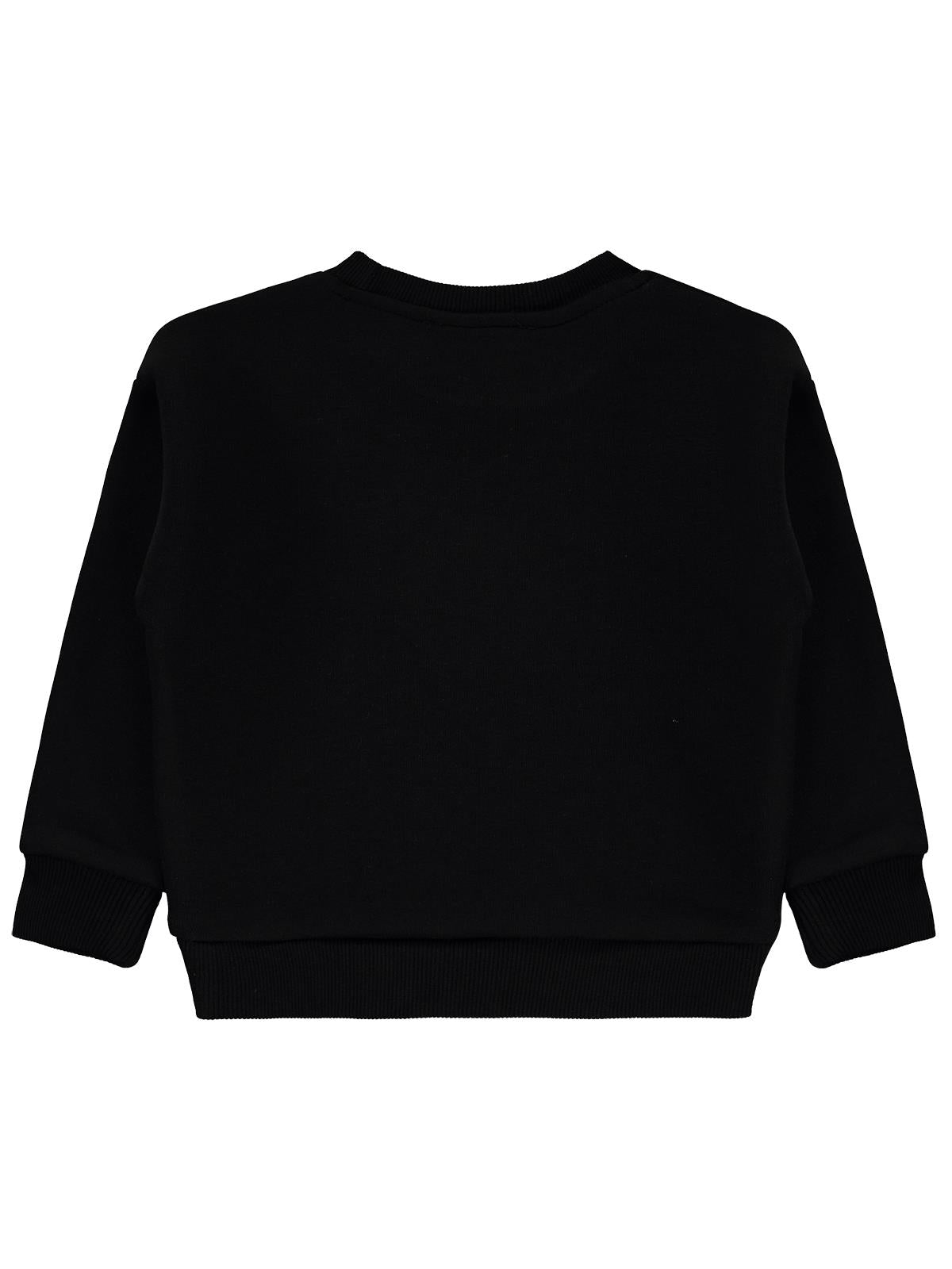 Civil Kız Çocuk Never Stop Baskılı Sweatshirt | 3 İp Uzun Kol | Okul Kreş ve Günlük Kullanım - Siyah