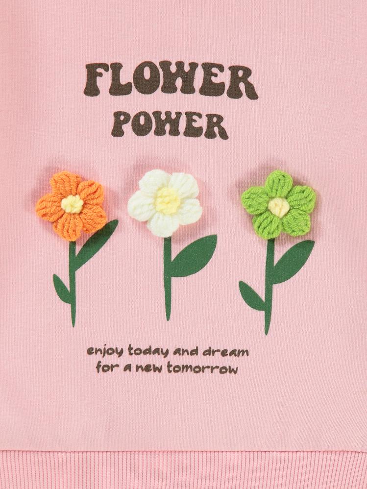 Civil Girls Flower Power Baskılı 2-5 Yaş Sweatshirt - Pembe
