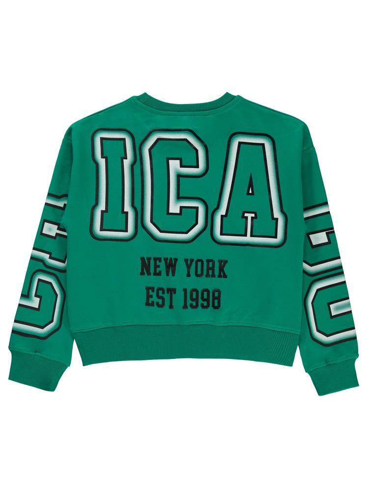 Civil Girls Chicago Baskılı 10-13 Yaş Sweatshirt - Yeşil
