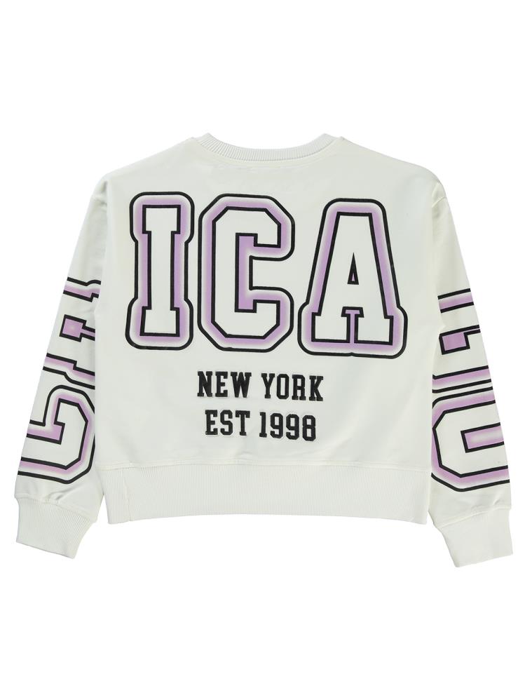Civil Girls Chicago Baskılı 10-13 Yaş Sweatshirt - Ekru