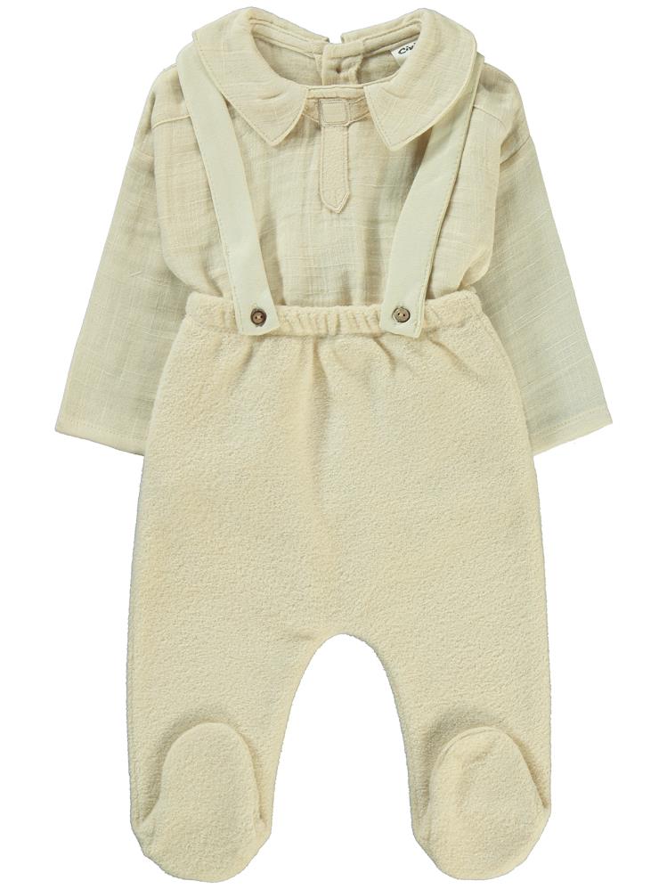 Civil Baby Askılı 3-12 Ay Takım - Ekru