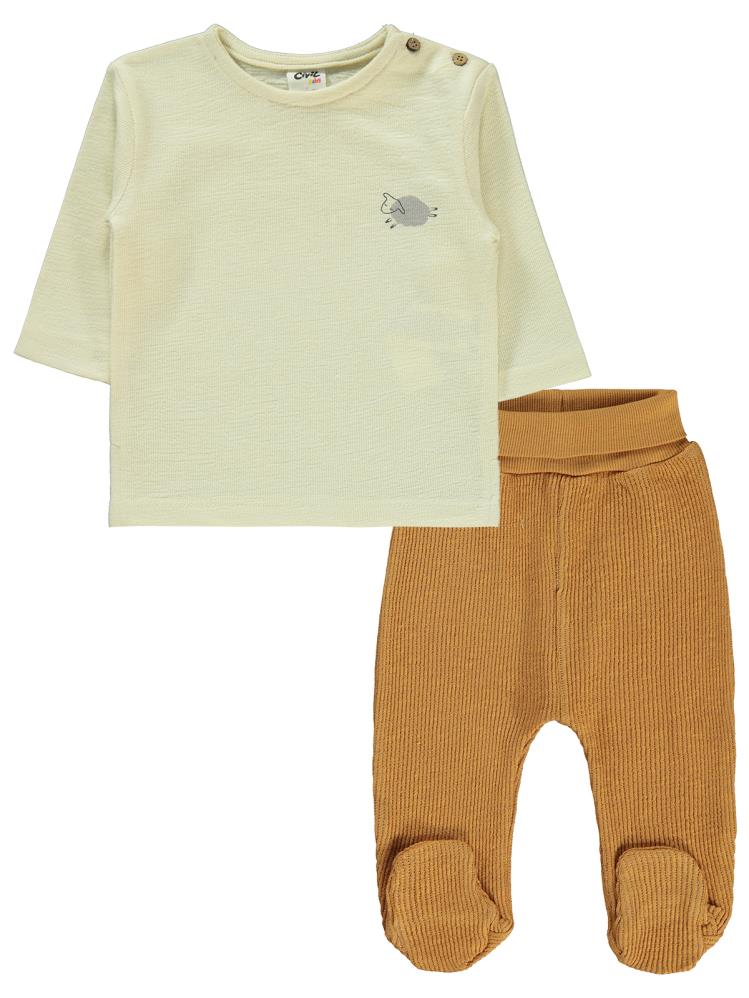 Civil Baby Kuzu Baskılı 3-12 Ay Takım - Turuncu