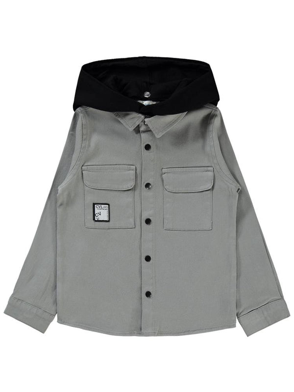 Civil Boys Kapşonlu 6-9 Yaş Gömlek - Gri