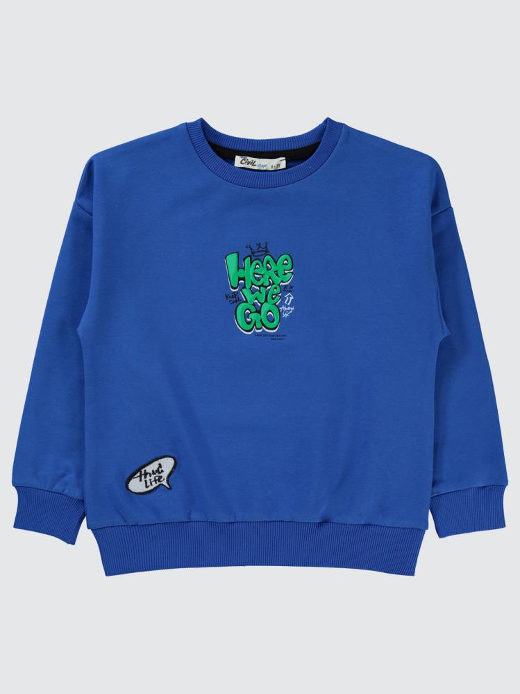 Civil Boys Here Baskılı 6-9 Yaş Sweatshirt - Mavi
