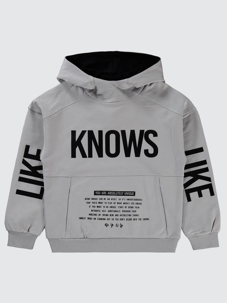 Civil Boys Knows Baskılı 10-13 Yaş Sweatshirt - Gri