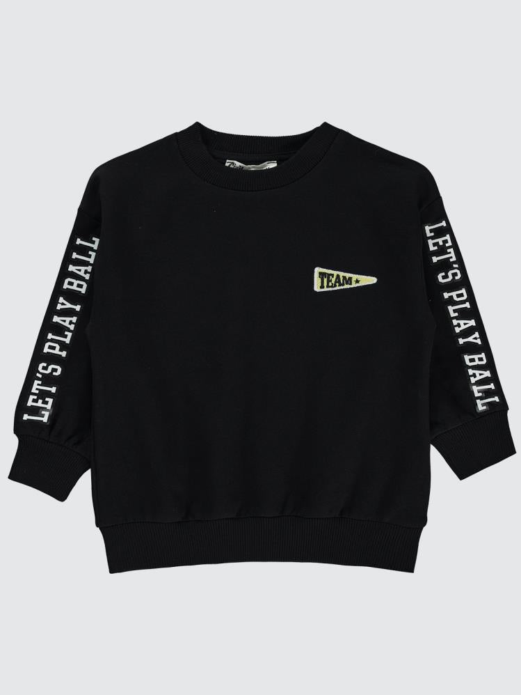 Civil Boys Lets Play Ball Baskılı 2-5 Yaş Sweatshirt - Siyah