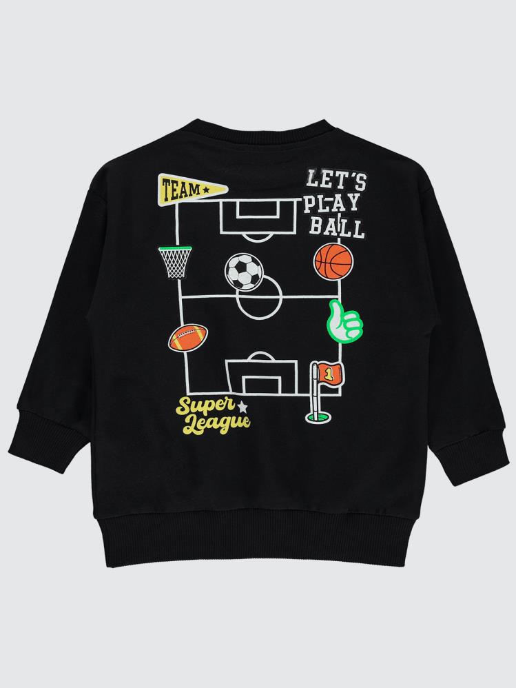 Civil Boys Lets Play Ball Baskılı 2-5 Yaş Sweatshirt - Siyah