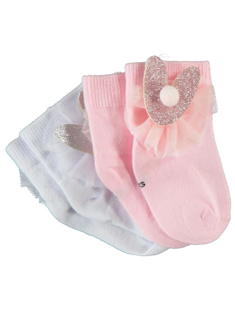Civil Baby Kalp Aksesuarlı 6-18 Ay Bebek Kız Çorap - Pembe