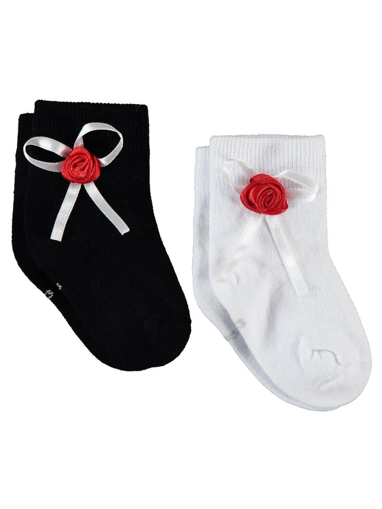 Civil Baby Gül Kurdale Aksesuarlı 6-24 Ay Bebek Kız Çorap - Siyah