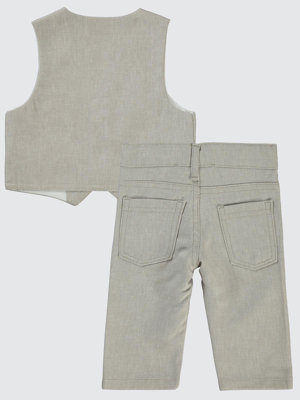 Civil Baby Yelek ve Papyonlu 3'Lü 6-18 Ay Takım - Bej