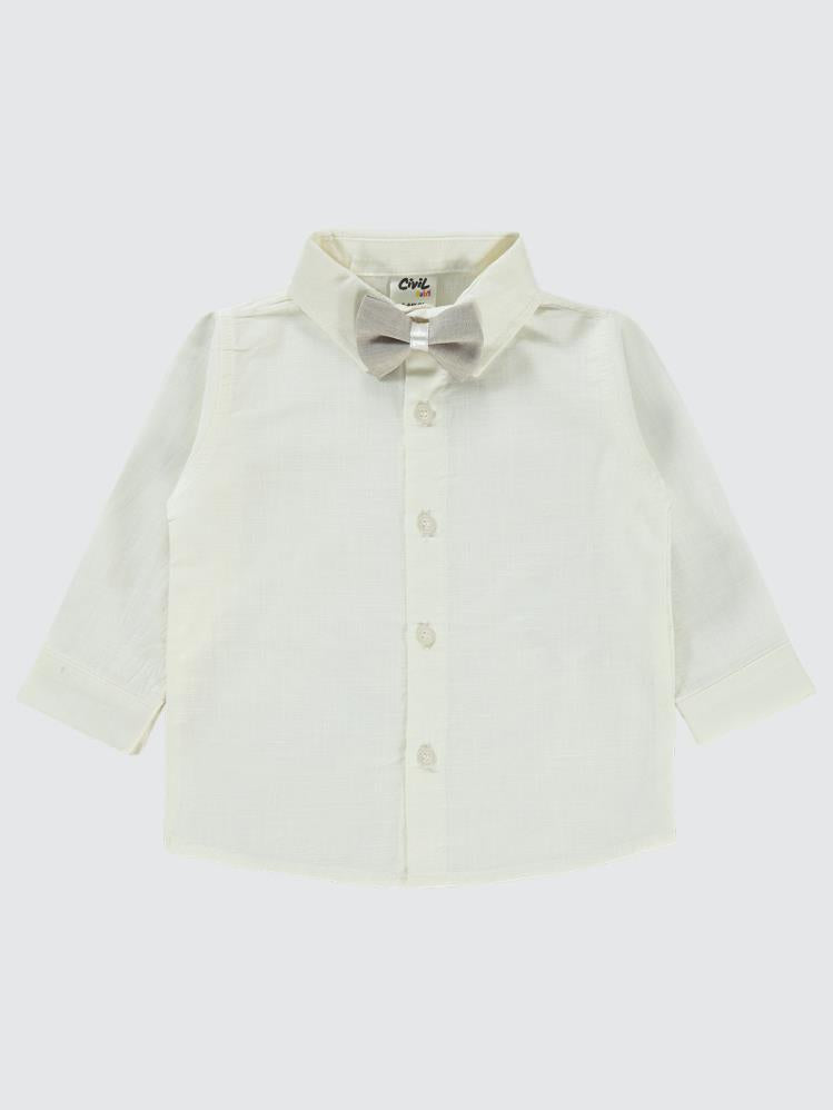 Civil Baby Yelek ve Papyonlu 3'Lü 6-18 Ay Takım - Bej