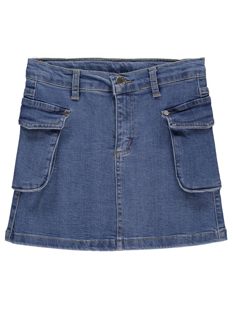 Civil Girls Kargo Cepli 6-9 Yaş Etek - Mavi