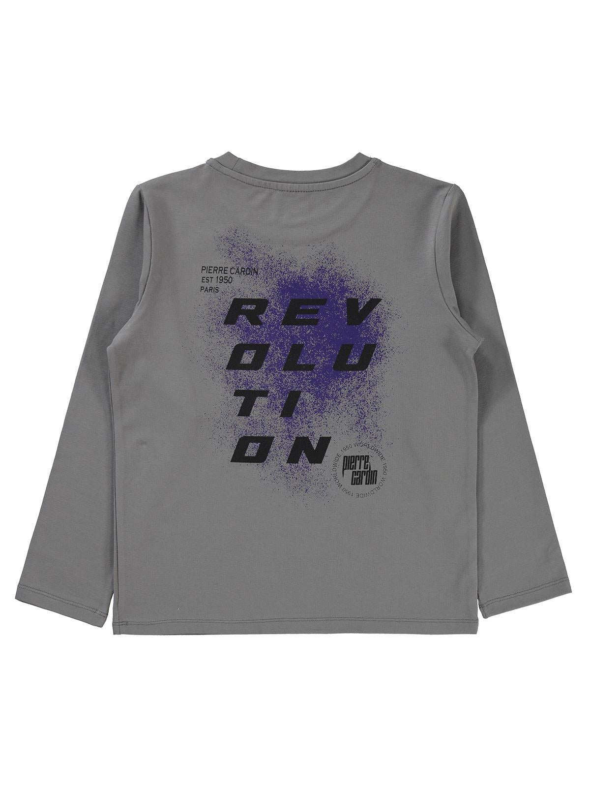 Pierre Cardin Sırtı Revolutıon Baskılı Sweatshirt | Süprem Uzun Kol | Okul Kreş ve Günlük Kullanım - Gri